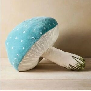 John Derian x Target Beaded Plush Mushroom Novelty Pillow Blue Thanksgiving NWT